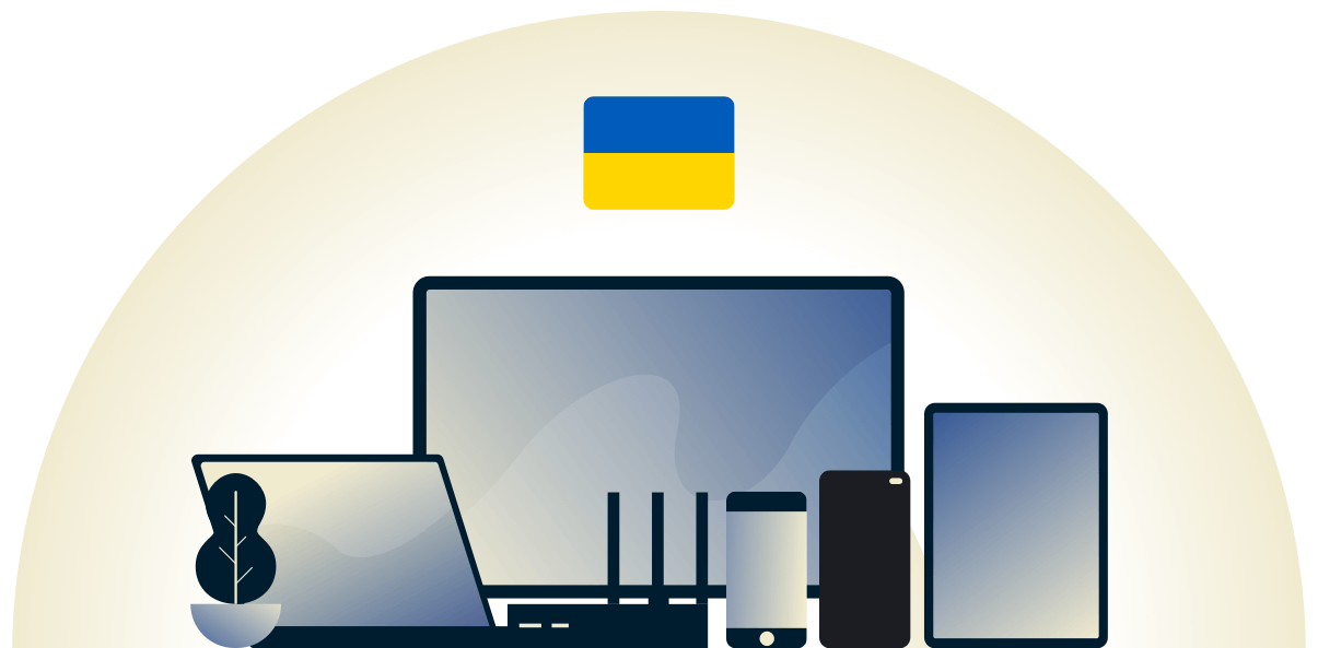 &Ccedil;eşitli cihazları koruyan Ukrayna VPN.